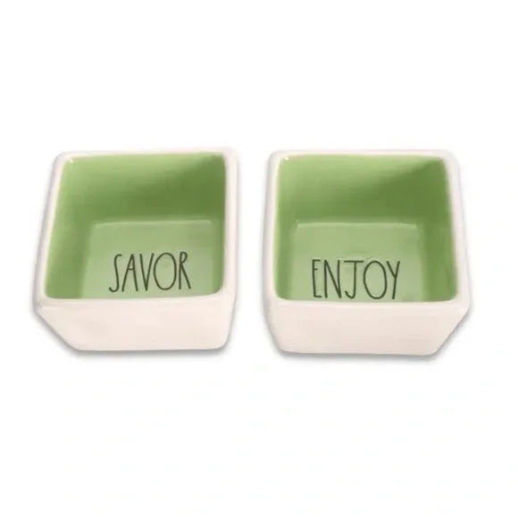 NEW RAE DUNN SAVOR AND ENJOY SQUARE BOWL SET ARTISAN COLLECTION - Picture 3 of 4